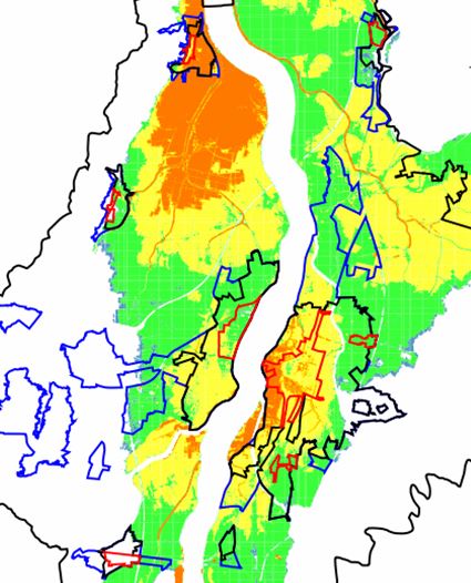図３ 居住誘導区域内の浸水リスク分析