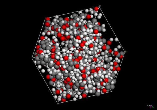 図１ バルク状態の高分子のシミュレーション